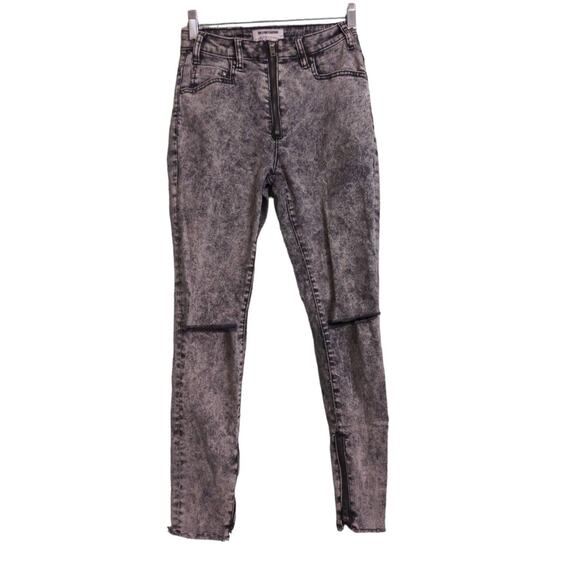 One Teaspoon Womens Jeans High Waist Freebird II Tapered Gray Distressed Fray 26 - Picture 1 of 12